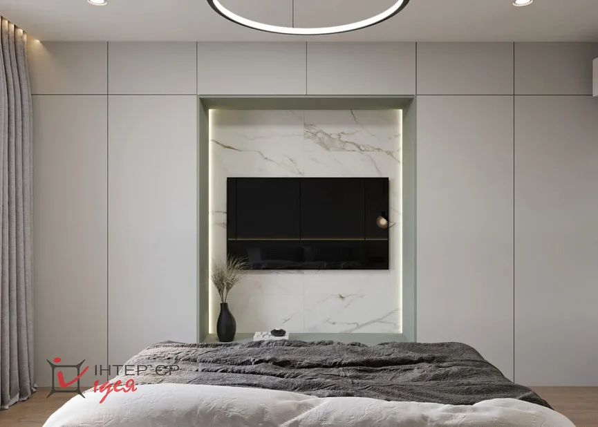 Сучасний контемпорарі стиль в спальні 15 м2