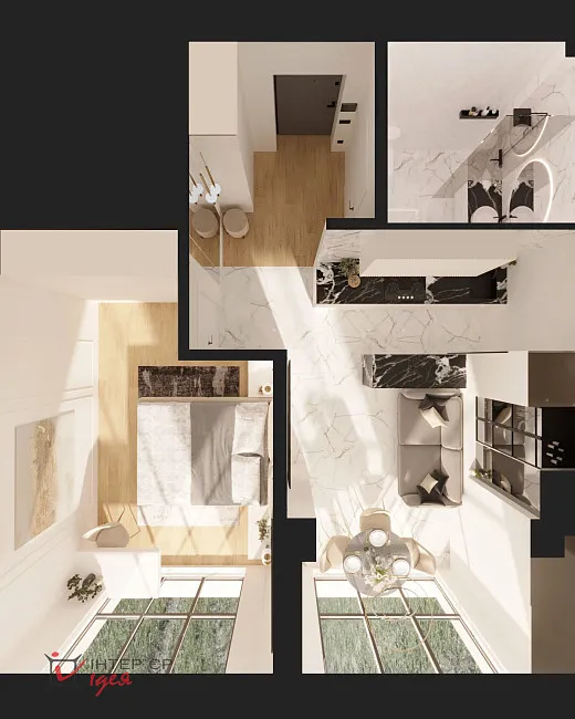 Стильна сучасна квартира площею 45 м²